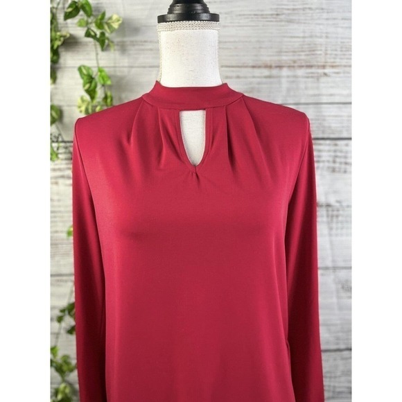 Chico's Blouse Shirt Blouse Lot of 2 size 4 6 0 Red Black Stretch Career Modest - Picture 3 of 16